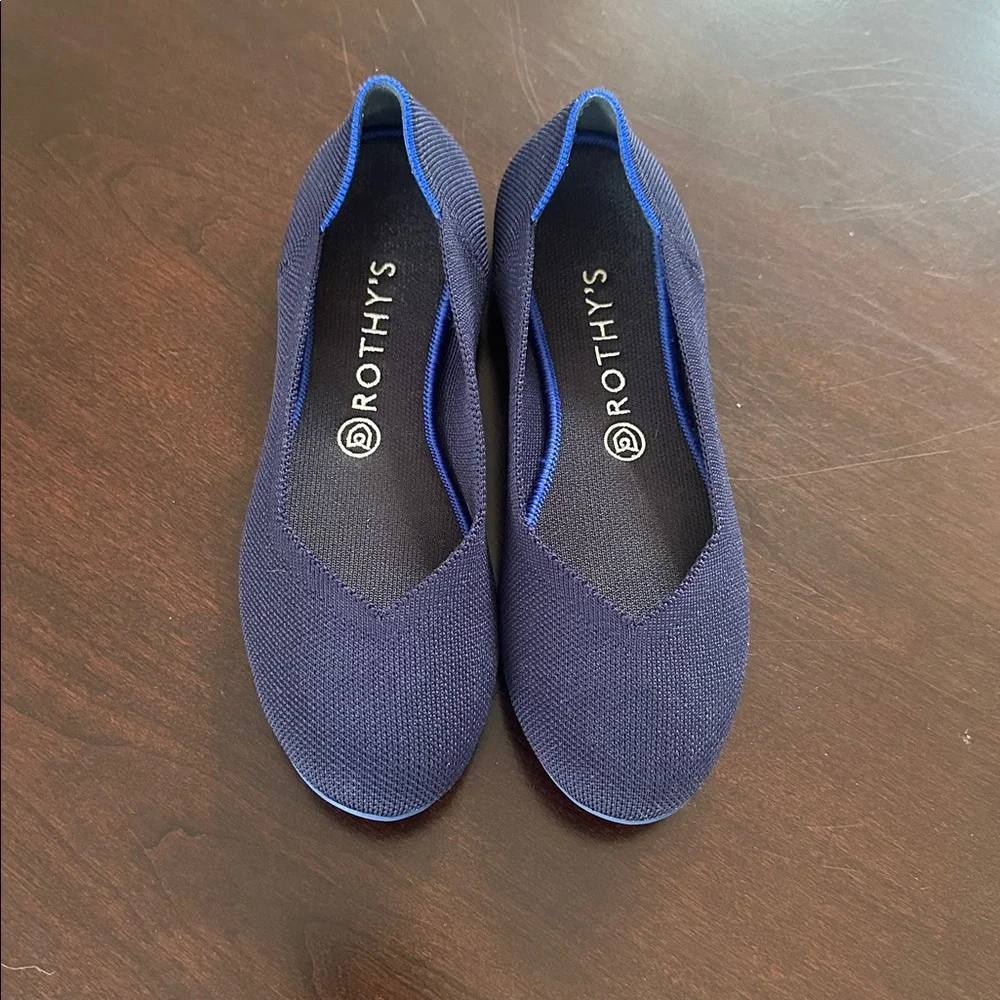 Rothy's The Flat Navy Blue Round Toe Slip-on Ballet Shoes Size 9 - Picture 3 of 10